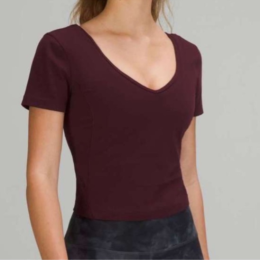 Lululemon Align Short Sleeve Cropped T-Shirt Cassis (dark burgundy) Size 6
